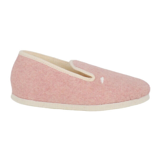 Charentaise femme Nelly rose en polyester recyclé avec doublure en laine naturelle