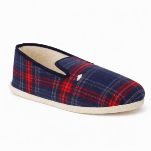 Charentaise homme Yann à carreaux tartan bleu marine et rouge